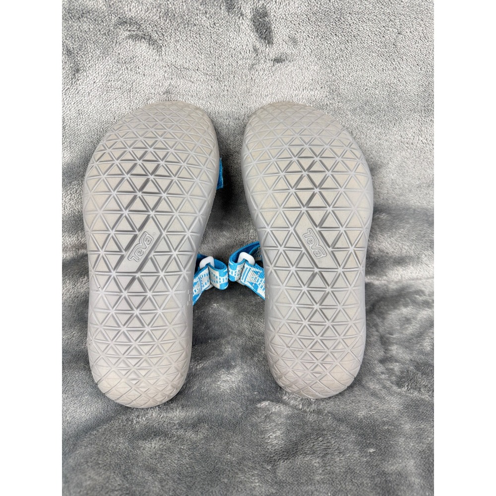Teva Sandals Women's Sz Strappy Walking Sandal Aqua Blue White Pattern Comfort - Picture 5 of 12